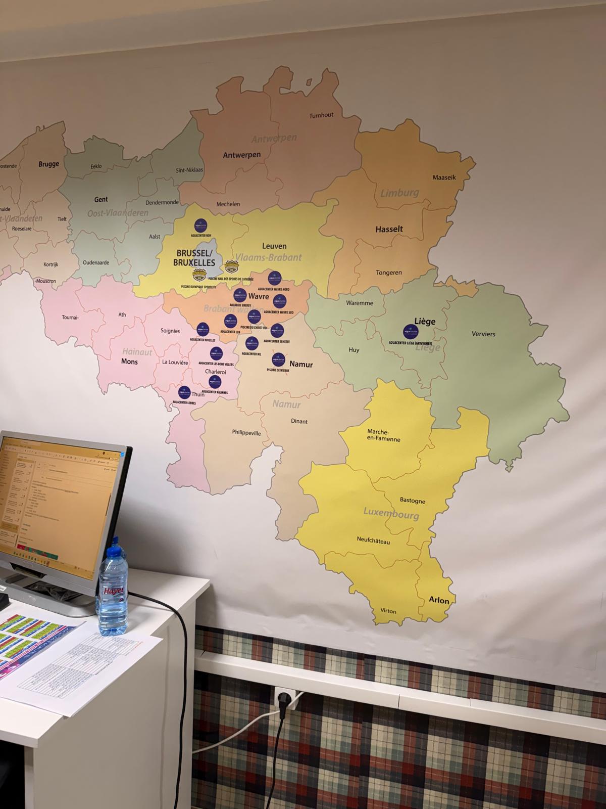 Carte de la Belgique utilisée dans les opérations Staffinity